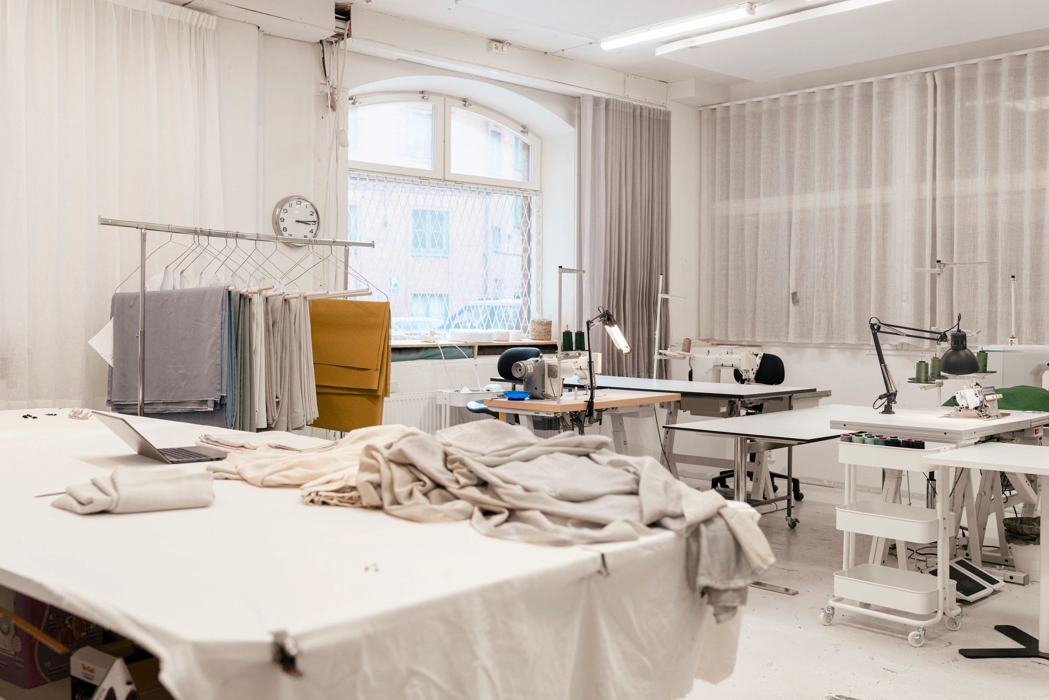 Bright studio interior prepared for creative work
